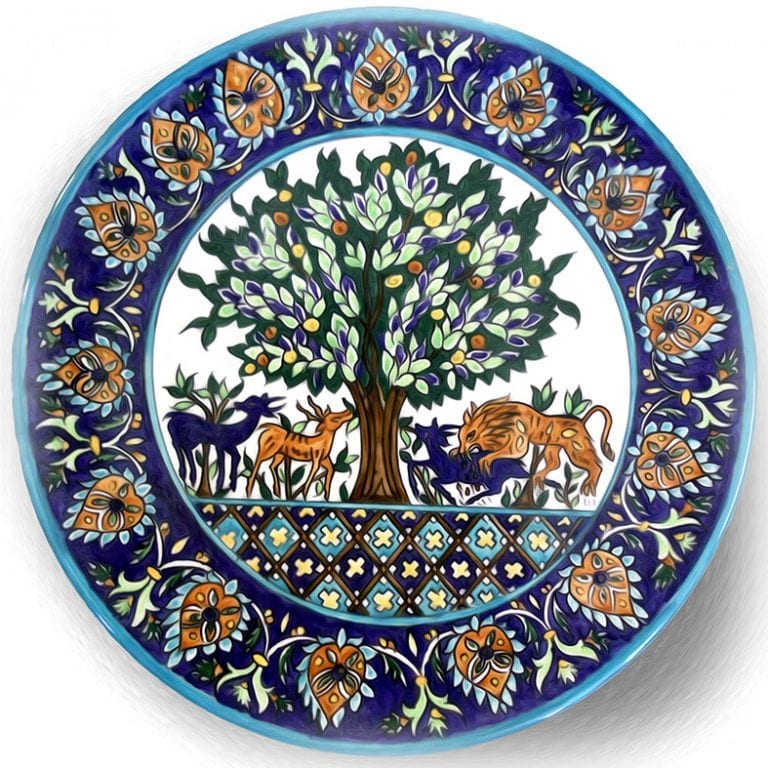 largetreeoflifehandpaintedplate Armenian Ceramics