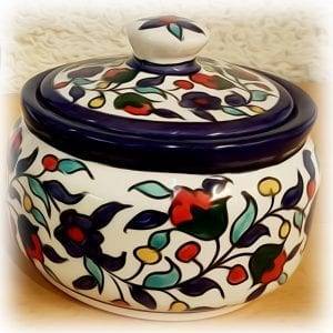 hand painted sugar bowl pottery