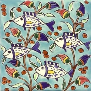 Light blue fish decorative tile