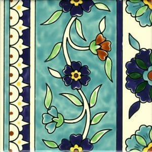 Circular decorative ceramic tile