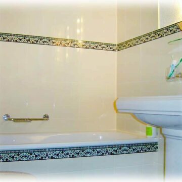 hand painted shower subway tiles