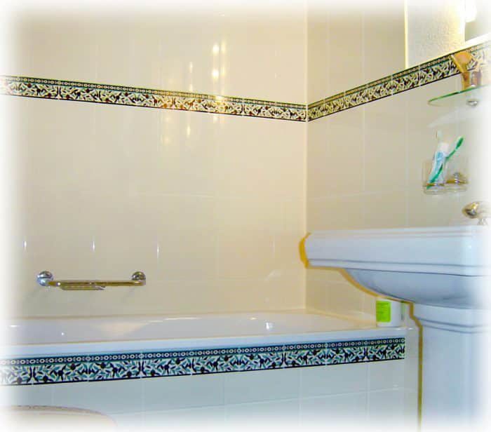 hand painted shower subway tiles