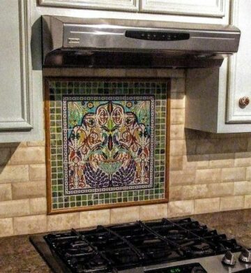 hand painted kitchen tile mural