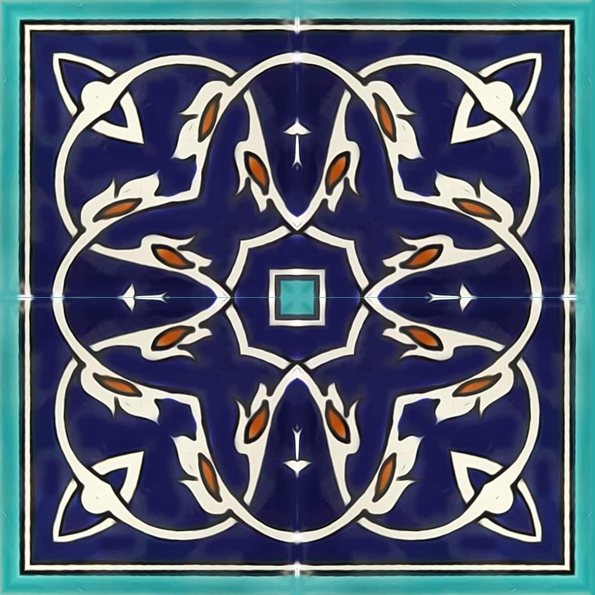 Chains D blue ceramic tile pattern