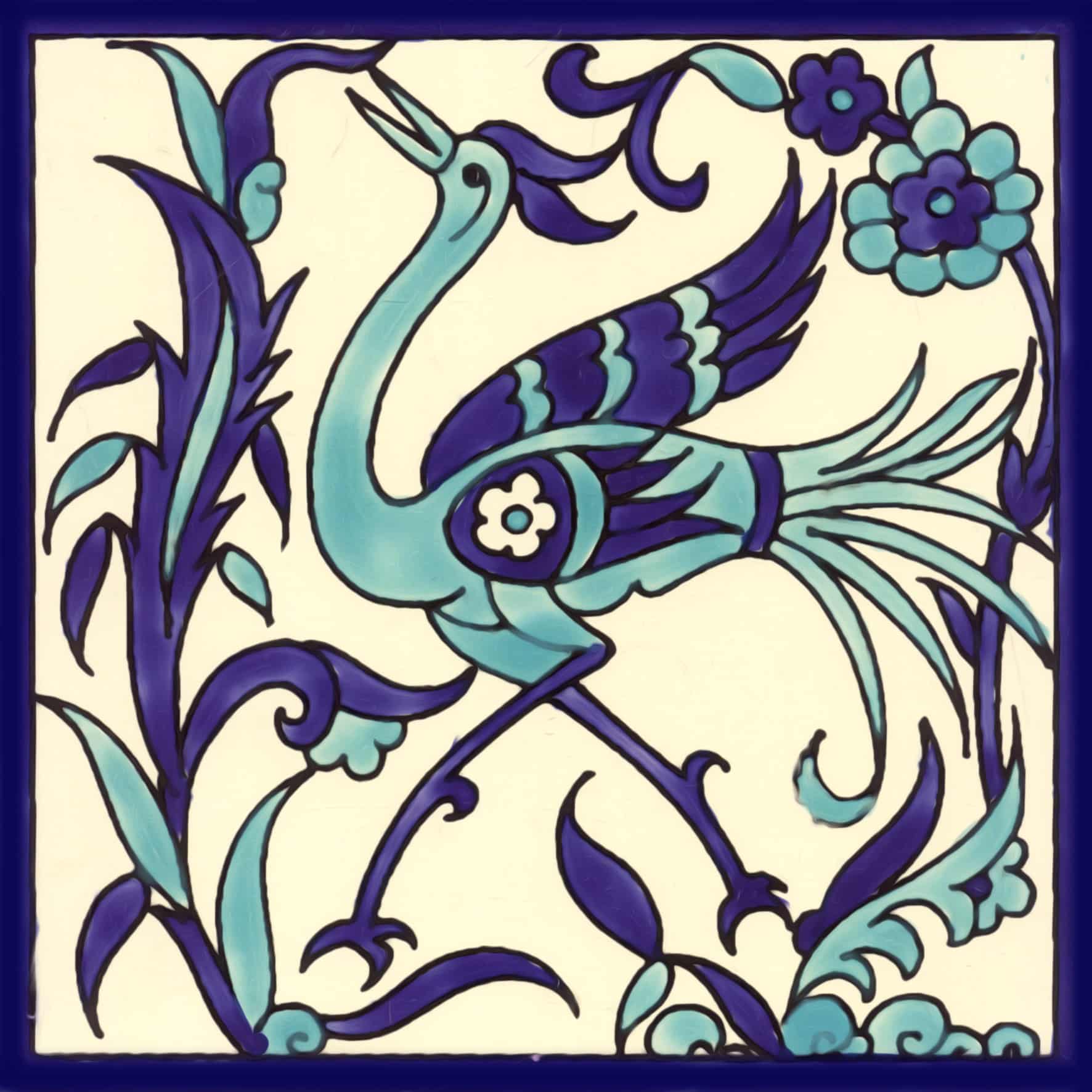St 6 Peacock blue tile art design