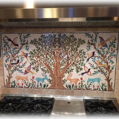Kitchen backsplash tile mural