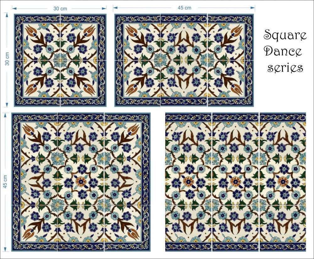 Square Series hand painted ceramic decorative tiles