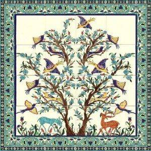 HAnd painted tile mural of the Olive Tree