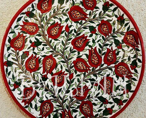 Hand painted plate pomegranate pattern