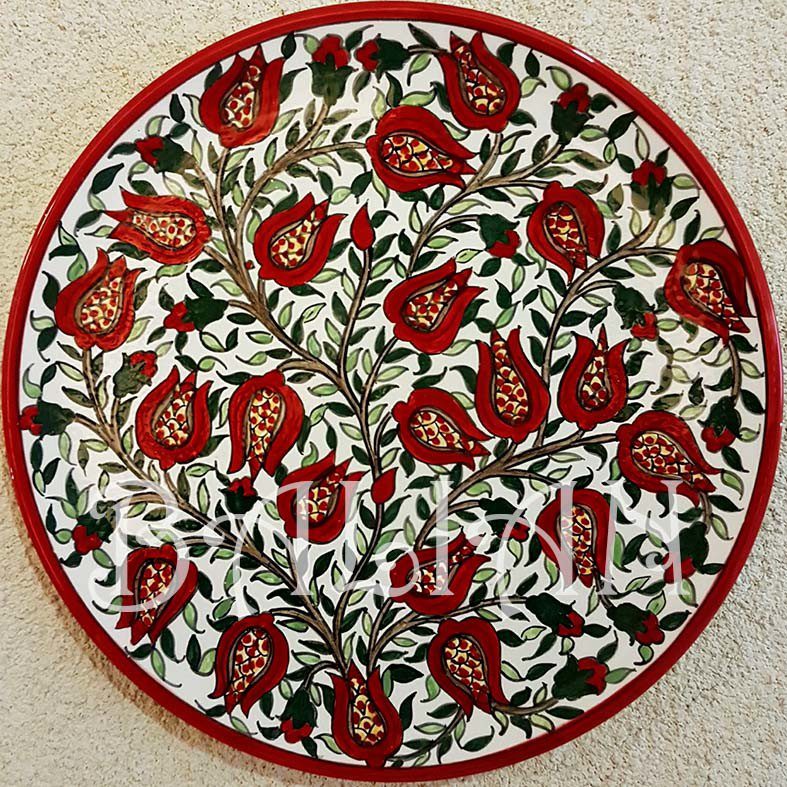 Hand painted plate pomegranate pattern