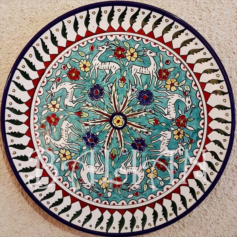 The running gazelles hand painted plates
