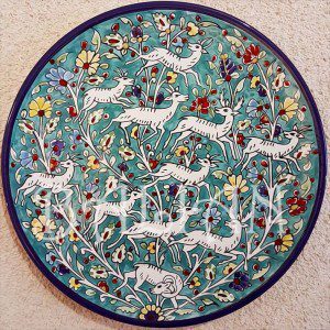 Gazelles in a Blue Forest Hand Painted Plates Series