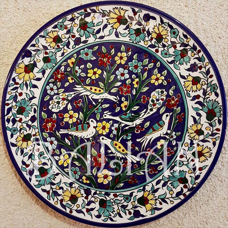 40 cm large Peacock painted plate