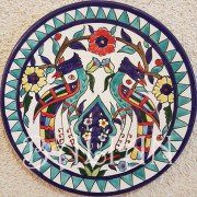 Two Armenian birds on a decorative plate 29 cm / 11.42 Inch