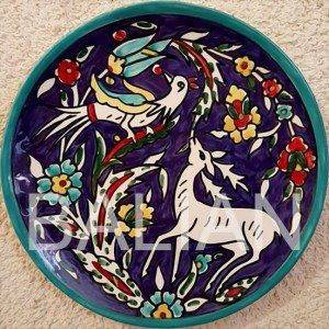 22cm hand painted bird and gazelle decorative plate