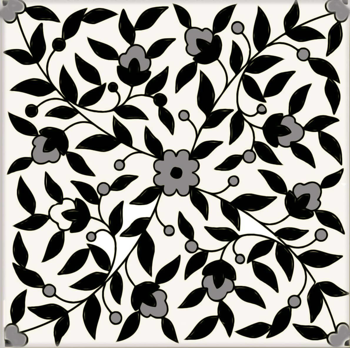 Flora series black and white tile