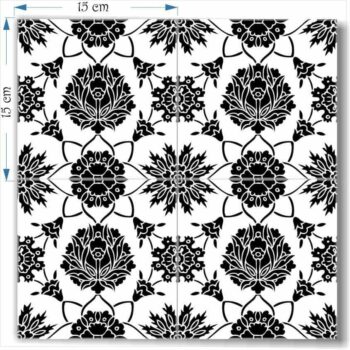 Four tiles Lorie series black and white tiles together
