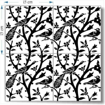 four decorative tiles together