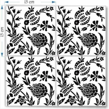 Four decorative tiles