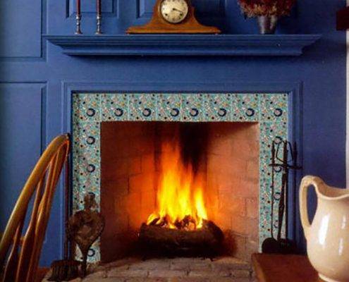 Hand painted fireplace tiles