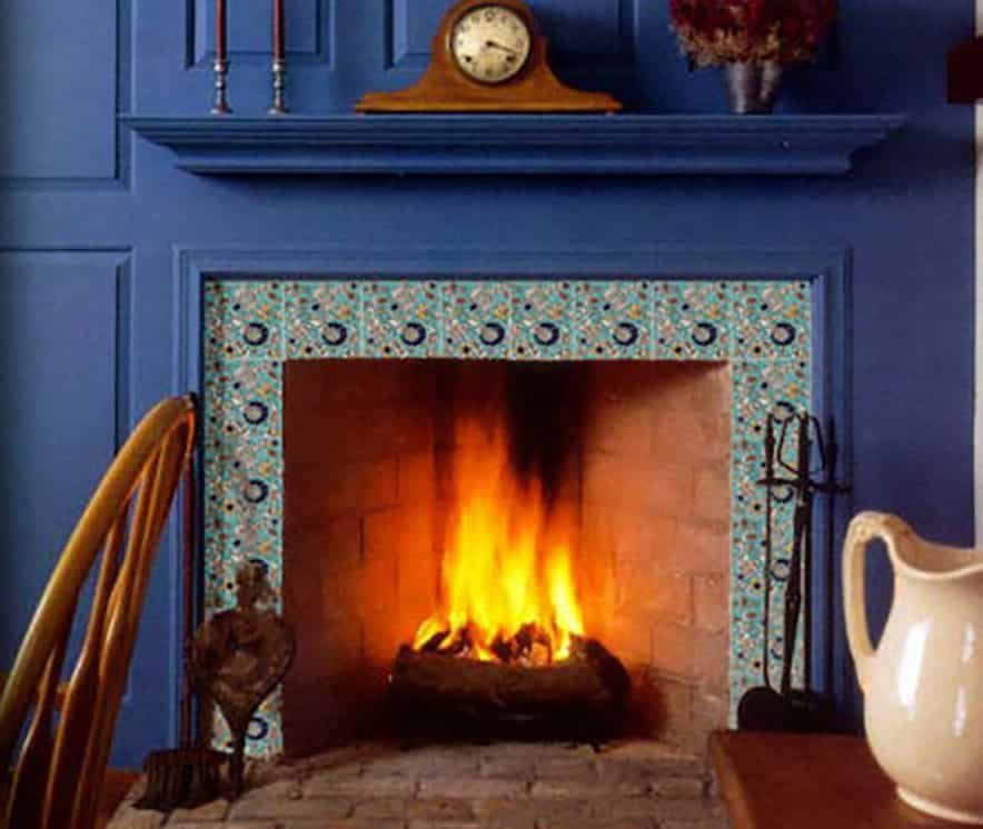 Hand painted fireplace tiles