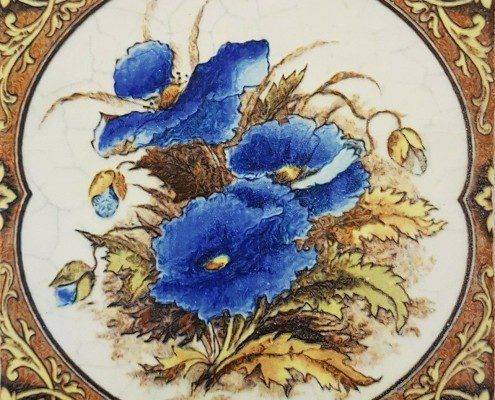 blue poppy Victorian Tile