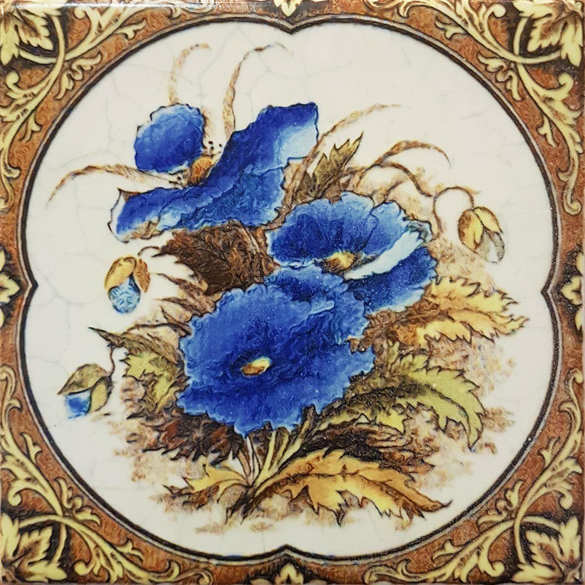 blue poppy Victorian Tile