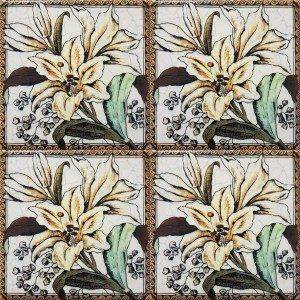 Four Victorian Lilly Tiles