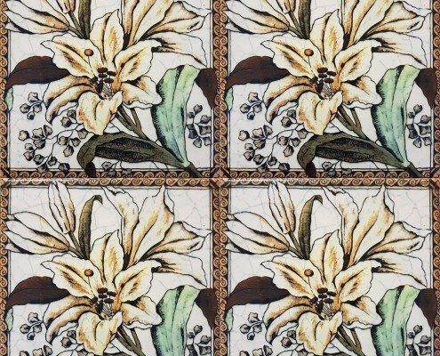 Four Victorian Lilly Tiles