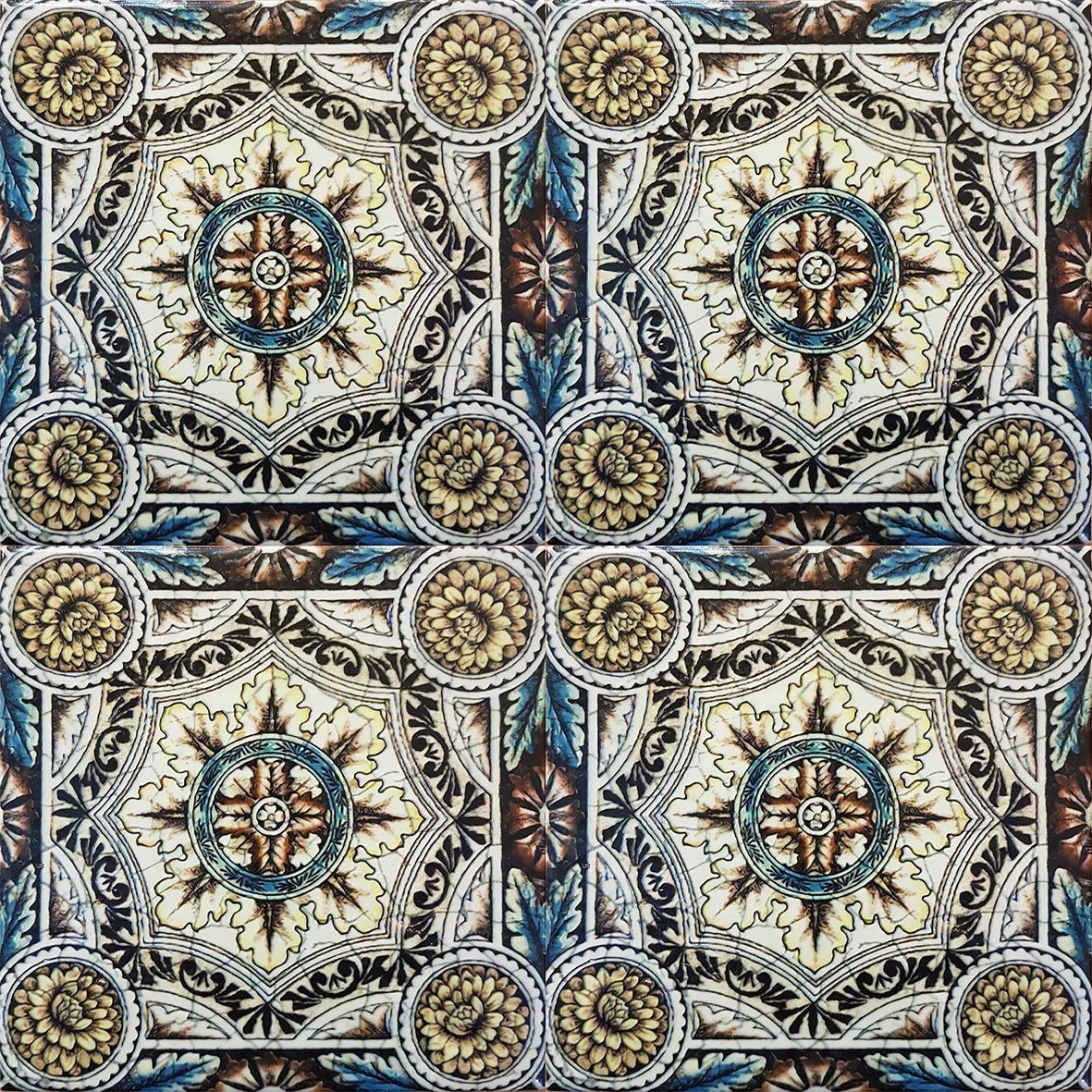 Four geometric Victorian Tiles