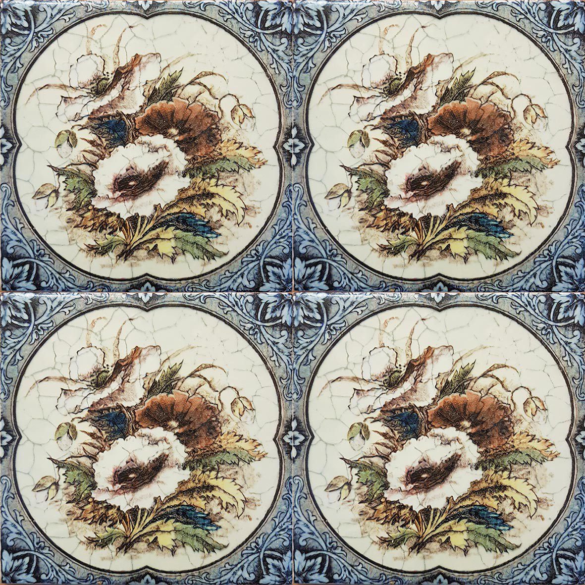 Four Tile decorative Victorian Tile