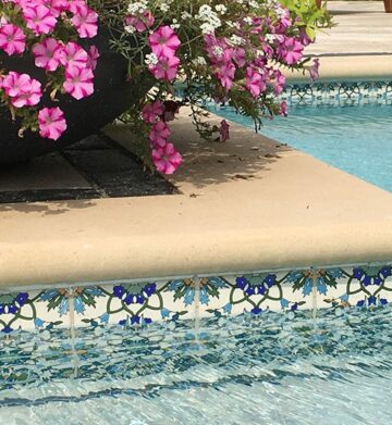 decorative waterline pool tiles