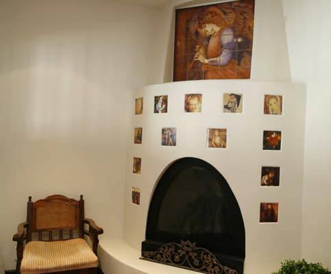 Fireplace using Balian tiles