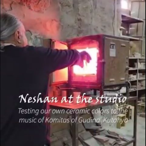 Neshan testing ceramic colors - Balian - Armenian Ceramics testing cermic colors for decorative tiles
