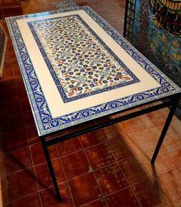 ceramic table top with decorative tiles