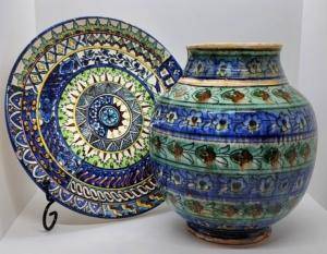 decorative pottery vase and plate