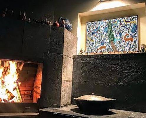 hand painted fireplace tile mural