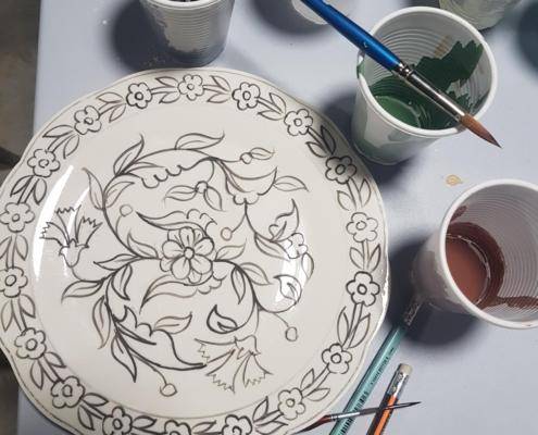 hand painted plate made of porcelain