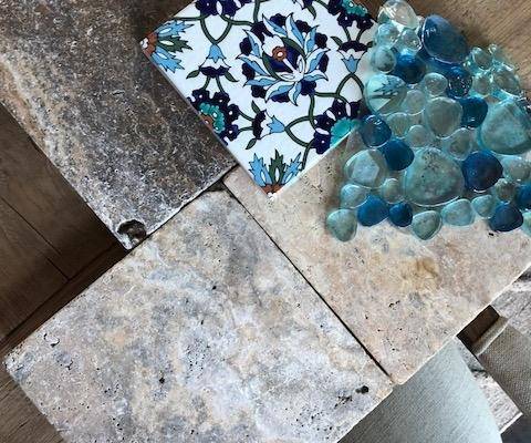 Matching stone to waterline Pool Tile for beautiful Pool design ideas