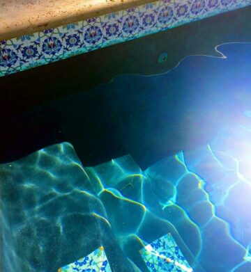 Closeup of a Waterline pool tile