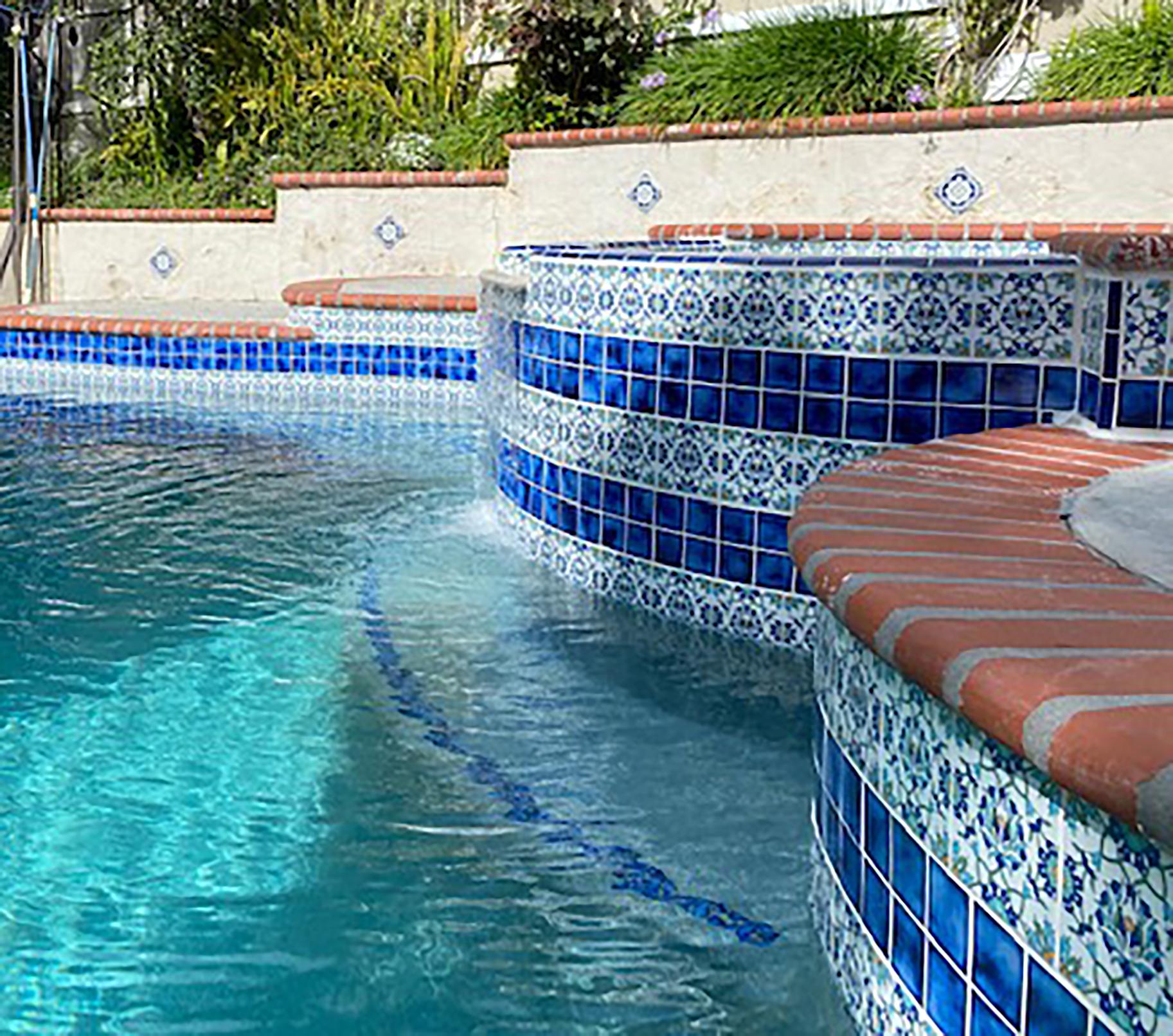 Pool waterline tiles for a pool design idea