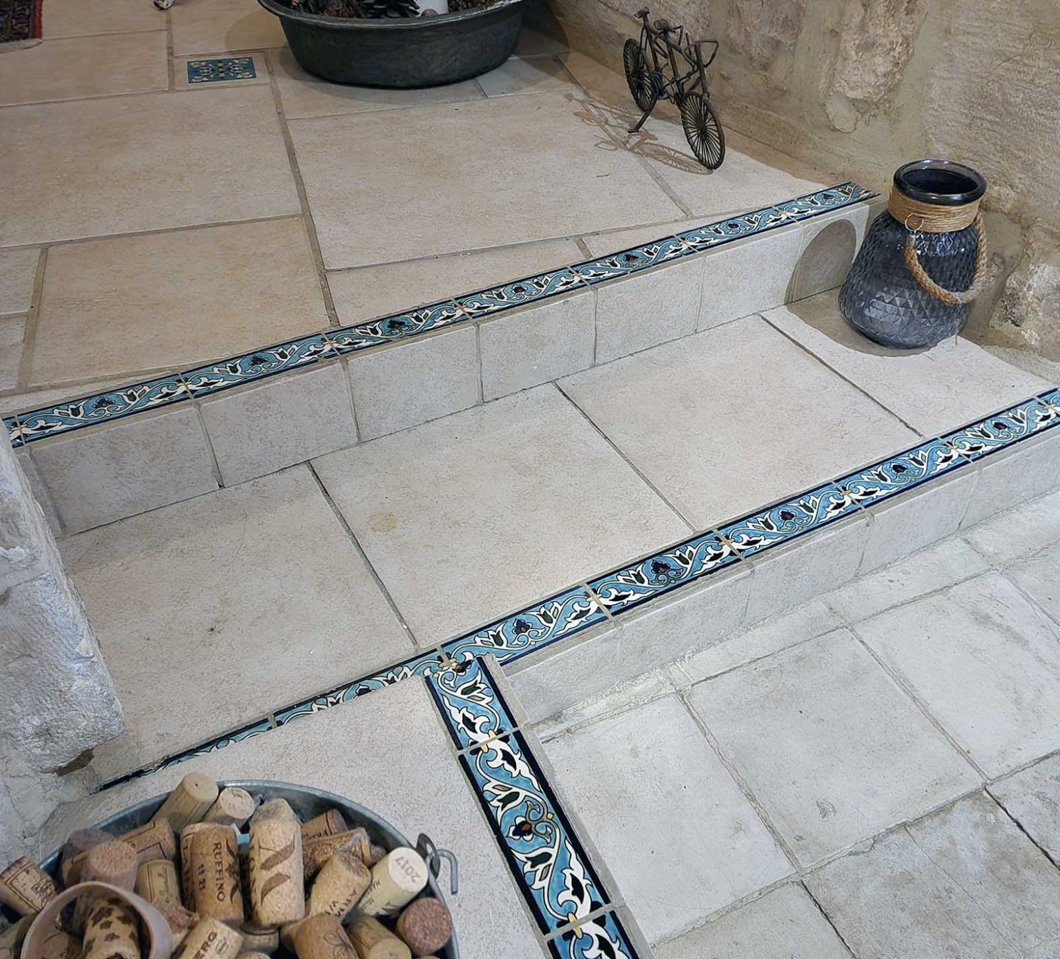Outdoor Tile Steps | Hand-Painted Ceramic Stair Risers | Balian