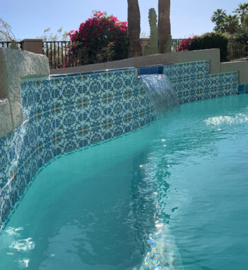 Waterline pool tiles for a stunning swimming pool design project