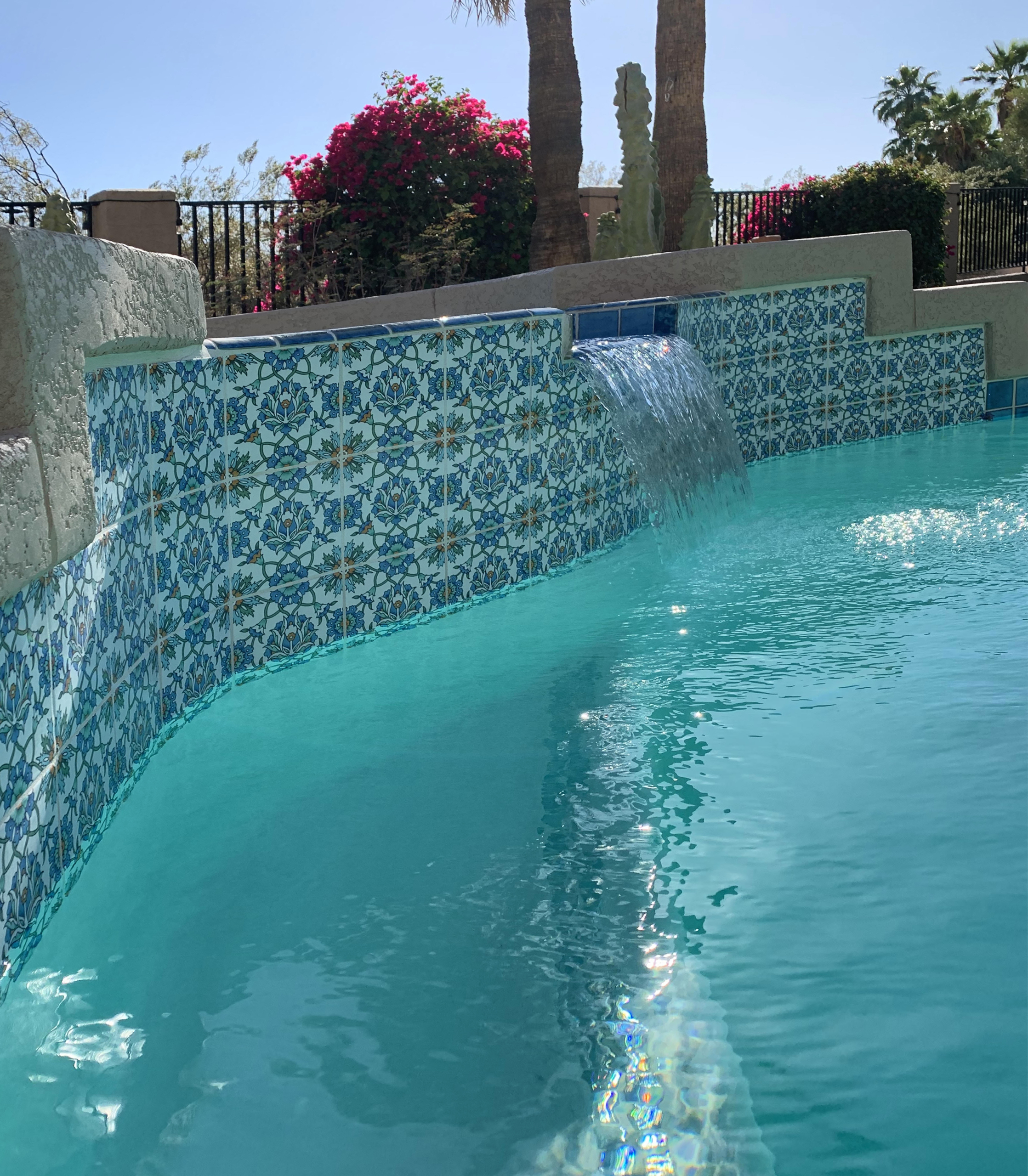 Waterline pool tiles for a stunning swimming pool design project