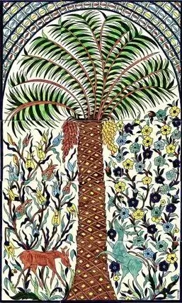 artistic Palm Tree tile mural and painting on tile