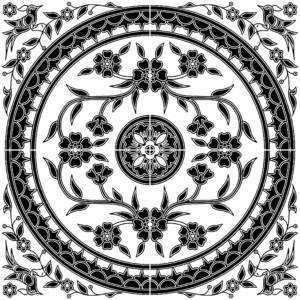Four Circle Dance Black and White Tiles together