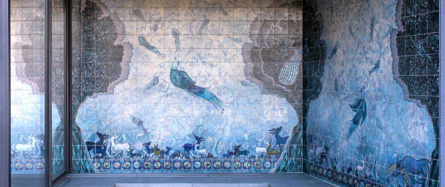 A custom artistic tile mural in Spain