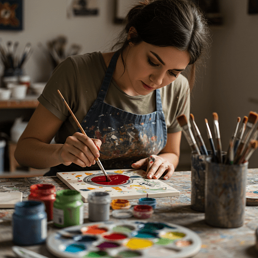 hand painting a custom tile