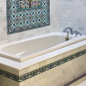 Wave Dark Blue Series 6x3 inch subway tiles for a bathroom tub