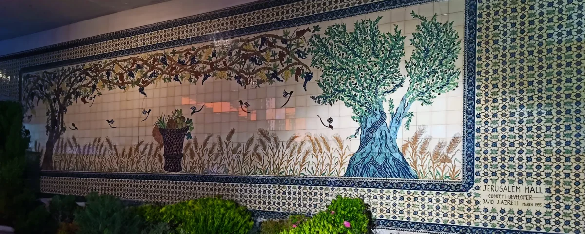 A tile art hand-painted tile mural